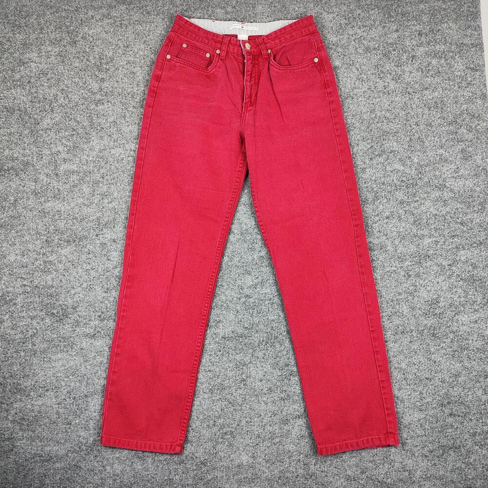 Tommy Hilfiger Jeans Womens 10 Red High Rise Tapered Leg Cotton Denim Classic
